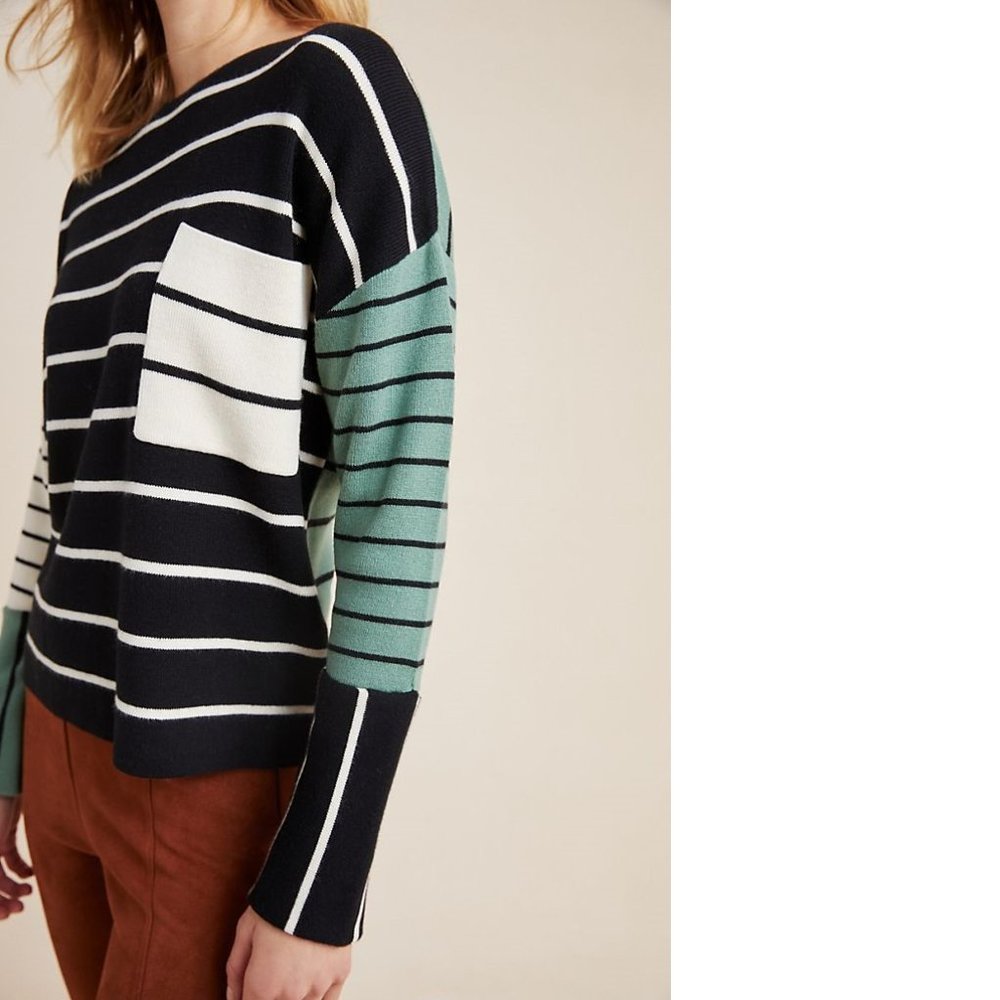 NEW Anthropologie Faye Striped Sweater - Picture 3 of 4